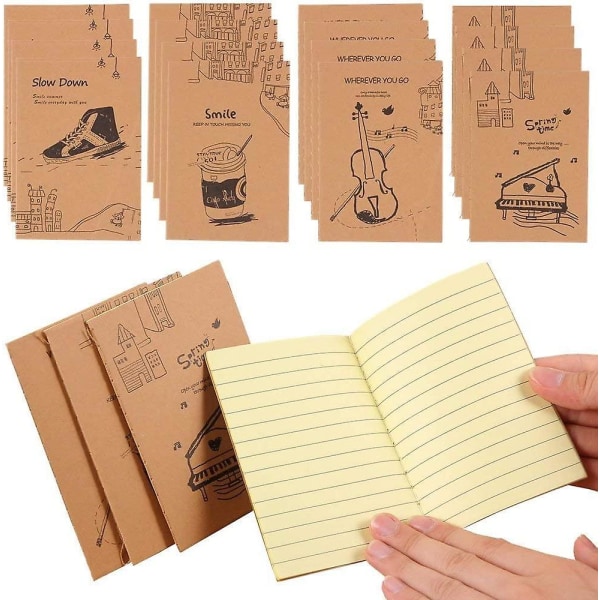 Liten anteckningsbok fodrad cover Memo Notepad Mini Notebook Dagbok Paket med 20