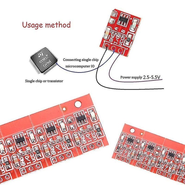 100 st Ttp223 Touch Key Switch-modul Tryckknapp -låsning/ingen-låsning Kapacitiva omkopplare Singl