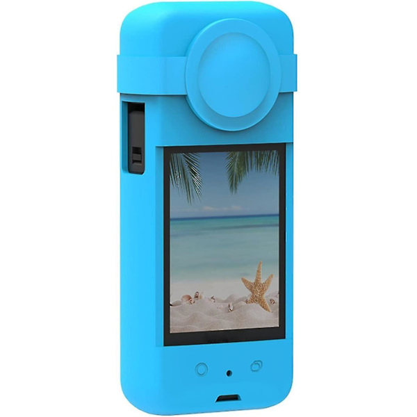 Silikoni suojakotelo yhteensopiva Insta360 One X3:n kanssa, jossa objektiivin suojakorkki Panoraama-toiminta kameran kantolaukku Blue
