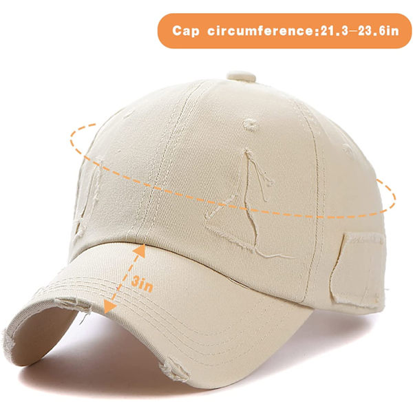 Vintage Distressed Washed Baseball Cap Mænd Kvinder Justerbar Trucker Hat Golf Dad Hat（Beige） light rice
