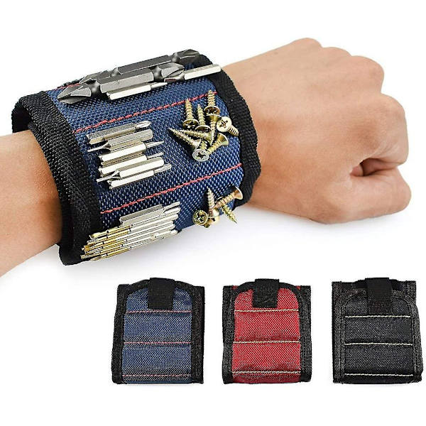 Magneettinen ranneke, 10 tehokasta vahvaa magneettia, magneettiranneke ruuvien, aluslevyjen, talttojen, pienten työkalujen, poranterien pitämiseen, paras lahjatyökalu DIY-askarteluun