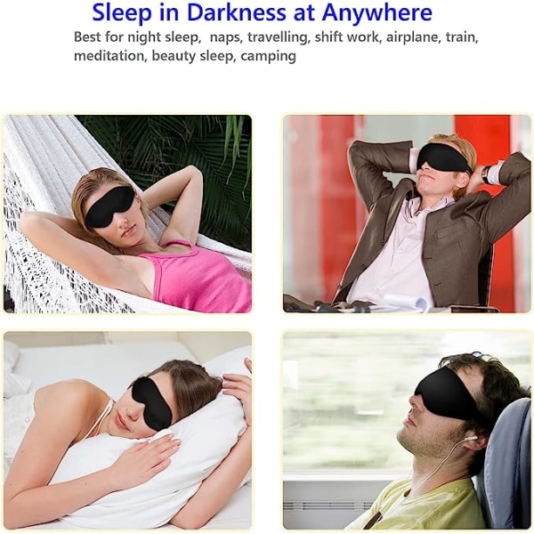 3D-søvnmaske for kvinner, menn, superkomfort øyemaske for å sove og L black