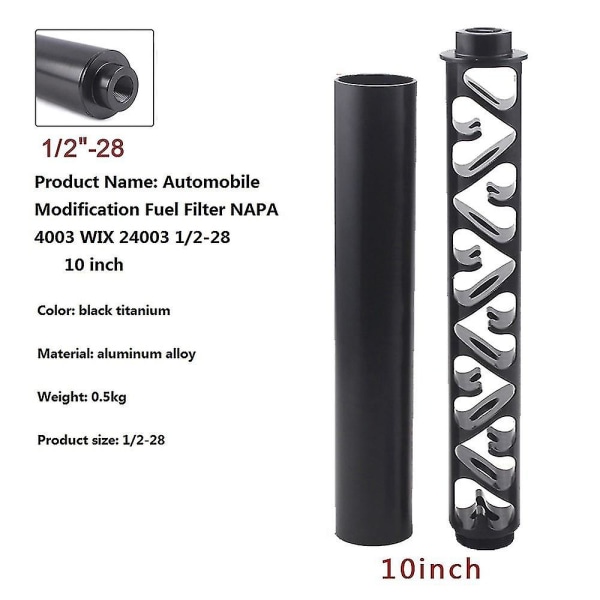 1/2-28 Bränslefälla Lösningsmedelsfilter i Aluminium 10 Tum Bilbränslefilter