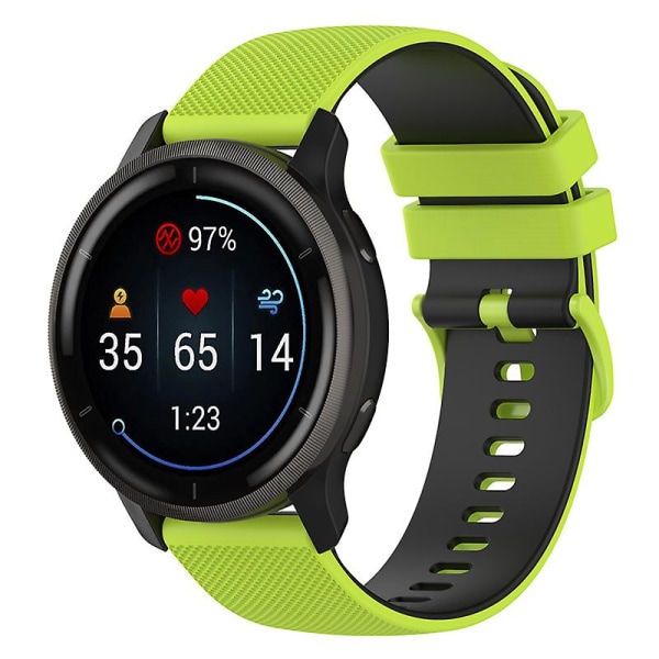 For Garmin Venu2 Plus/venu Sq/vivomove Grid Texture Silikone Urrem 20mm Tofarvet Rem Lime Black