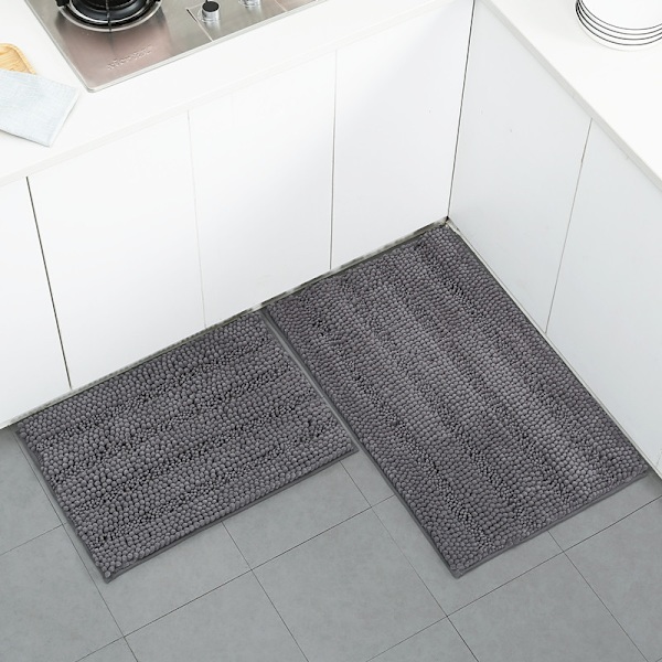 Chenille Randig Badrumsmatta, Extra Tjock och Absorberande Badrumsmattor