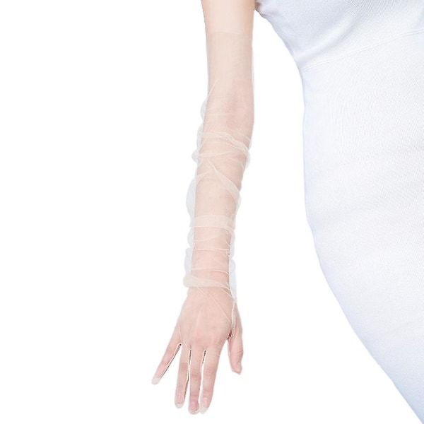 Ruched tyll långa handskar Elegant artighet sommar armbågslängd bröllopsvantar
