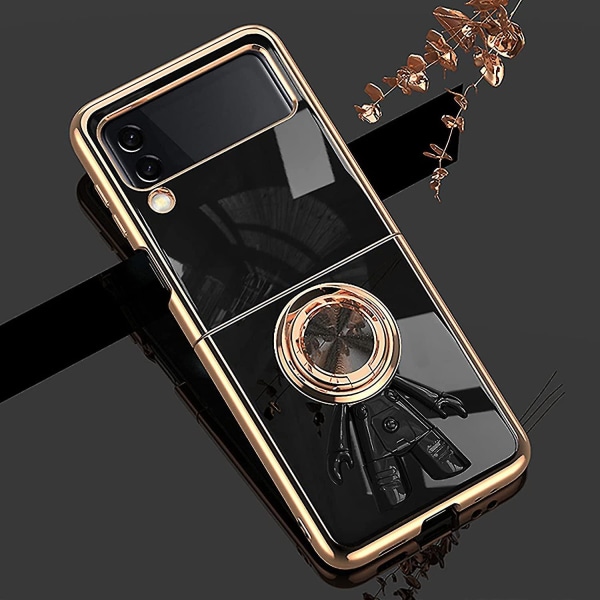Astronaut Hidden Stand Case Kompatibel Samsung Galaxy Z Flip 3/z Flip 4 Magnetisk elektropläterad Ring Case Black
