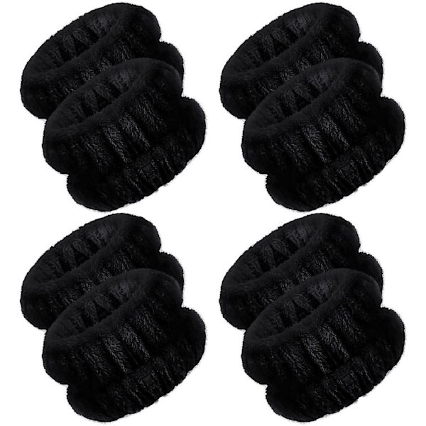 4 par handledsspa tvättband mikrofiber ansikts tvätt handledsband handledsband stretch svettband för kvinnor för att förhindra vätskespill (svart,multif