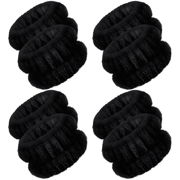4 par med håndledsspa-vaskestropper i mikrofiber, ansiktsvaskestropper for håndledd, håndleddsstropper, elastiske svettebånd for kvinner for å forhindre væskesøl (svart, flerfarget)