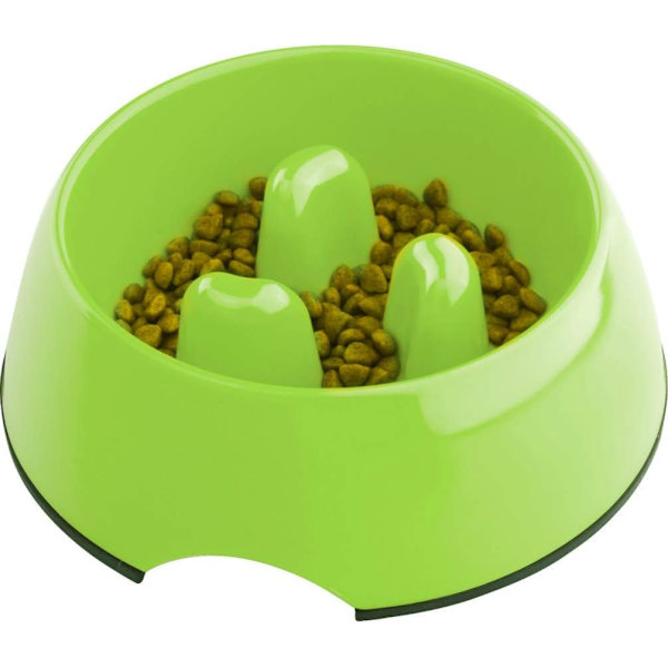Antiglupskål för hund och katt, halkfri matskål som främjar långsammare matintag, interaktiv antiglupsk melaminskål Apple Green*S