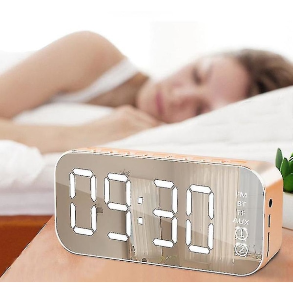 Multifunktionelt LED digitalt vækkeur, Bluetooth-højttaler, lysende elektronisk musikboks ved sengen