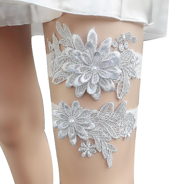Tähtivalo-hääasusteet Pitsi Garter Länsimaiset häävarusteet Joustavat jalkarenkaat Eurooppalaiset ja amerikkalaiset morsiusnauhat, valkoinen, ympärysmitta: 40 cm--