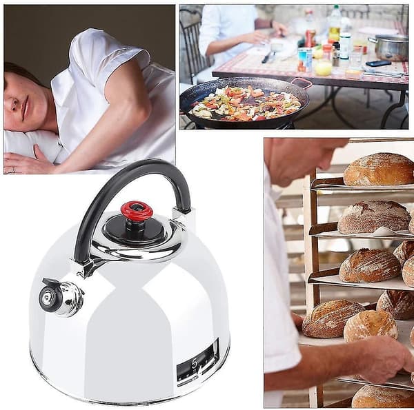 Tekandeformet køkkentimer, mekanisk timer med alarm i rustfrit stål