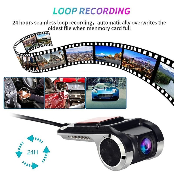 1080p HD Bil DVR Videorekordare för Wifi Android USB Dold Nattsyn Bilkamera 170 Bred Vinkel Dash Cam G-sensor Förare Dash Cam