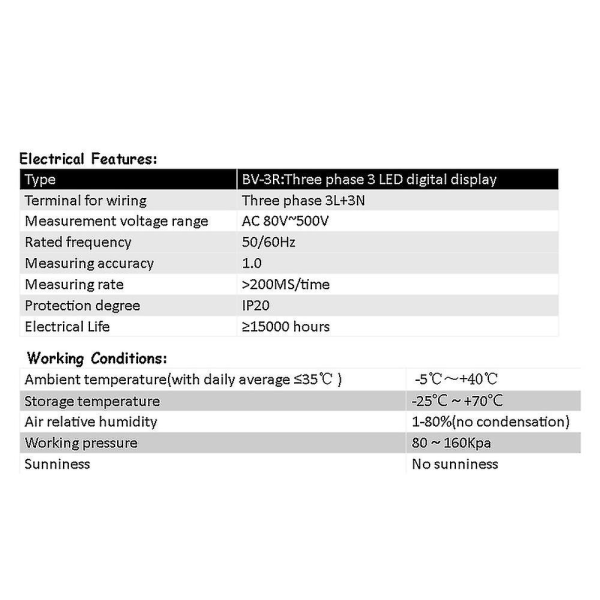 Skinneskinnemontert trefaset spenningsmåler AC 80-500v Mini modulær voltmetermålerindikator LED Digi