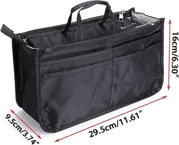Trykt Indsats Håndtaske Organizer (Sort)