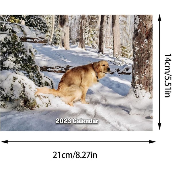 Pooping Dogs -pöytäkalenteri 2023-8,26" X8,26" seinäkalenteri - seinäkalenteri, koiran kakkakalenteri tammikuu 2023 - joulukuu 2023 Gag-lahjat ystäville