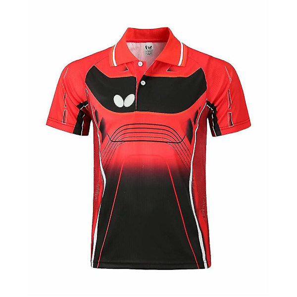 Tennis, sulkapallo, pöytätennispaita, miesten ja naisten lyhythihainen kesäkaulus T-paita Red 4XL(Women)