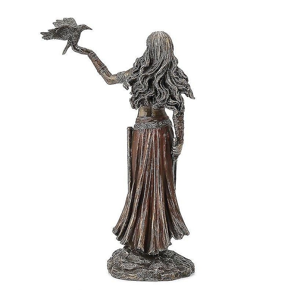Resin statuer Morrigan Den keltiske gudinnen for kamp med kråke og sverd bronse