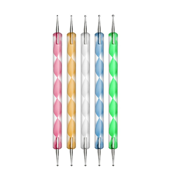5-pack Dubbelsidig prickpenna för manikyr, polering, prickmålning, DIY