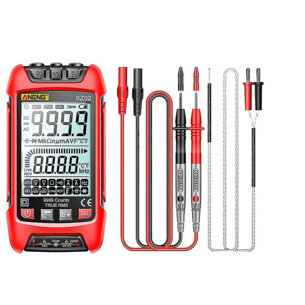 Smart Digital Multimeter True Auto Elektrisk Kapacitans Meter Ac Modstand Transistor Rød