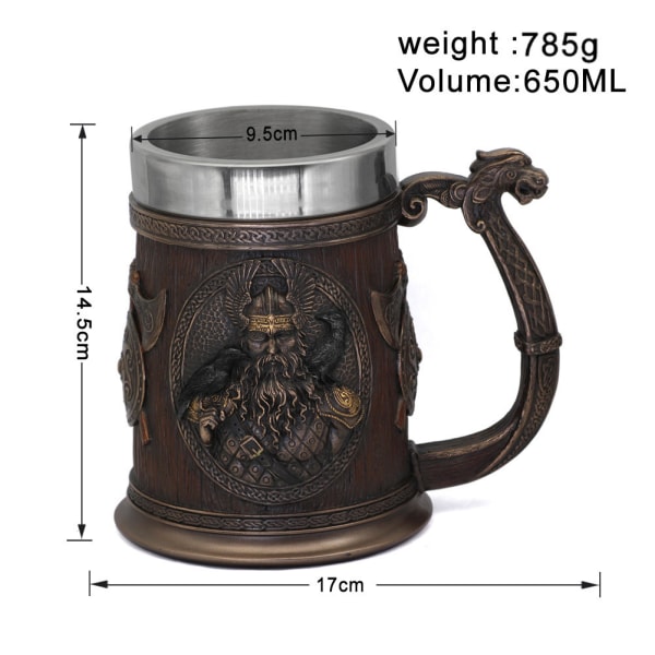 Viking Thor Mjolnir Drikkebeger Ølkrus Ølkrus Kaffebeger Odin Vinglass 20 Oz