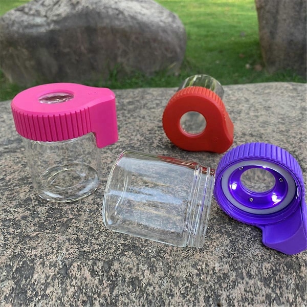 2 STK Forstørrelsesglas Lysende Tør Urte Opbevaringskrukke LED Transparent Glas Opbevaringsboks Tilbehør Grøn
