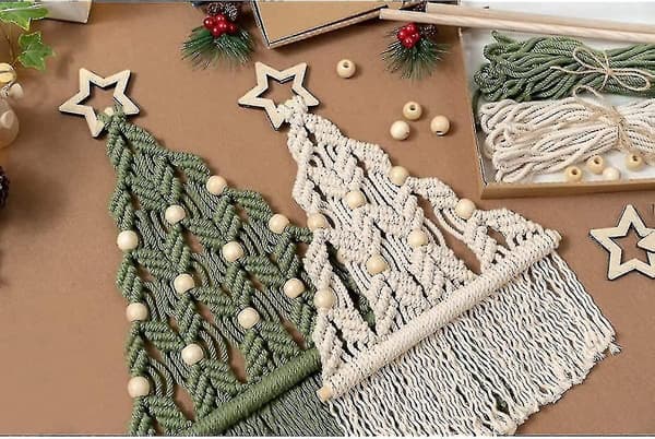 Juletræ DIY Kit, Håndlavet Vævet Makramé Juletræ
