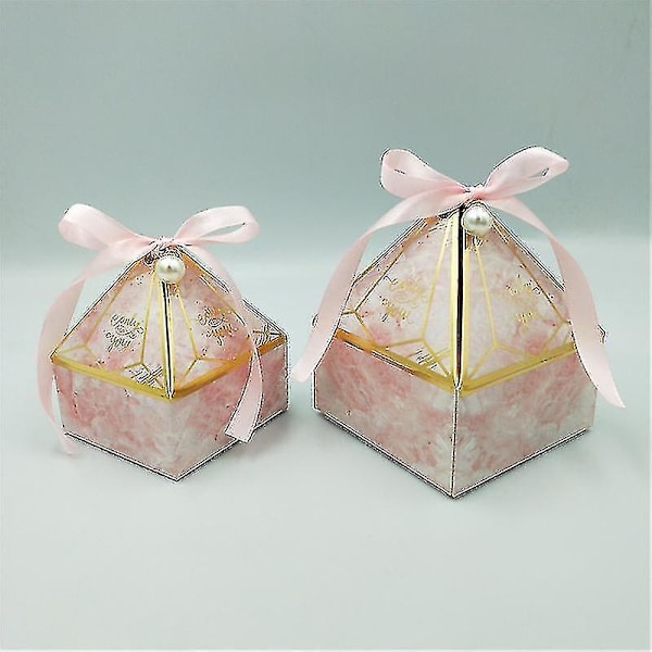 Gaveæske Bryllupsartikler Fest slikæske Baby Shower Papir Chokoladeæsker Bronzing Emballageæsker Pink Pearl S 7x7x8cm