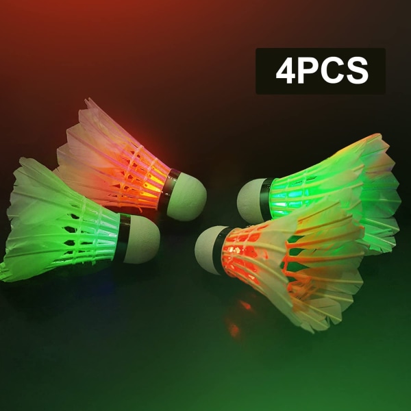 Ett set med 4 LED-svinghjul - badminton, barnens LED-badminton