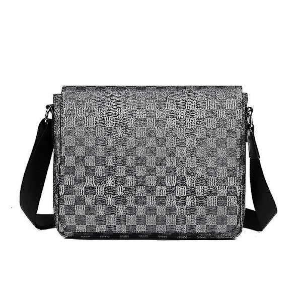 Messenger Bag Axelväska Herrportfölj Business Rutig Väska För Man Läder Handväska Crossbody Väska Black