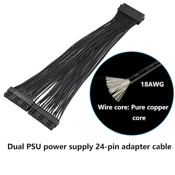 Dual Psu Strømforsyning 24-pin Atx Motherboard Splitter Kabel,24pin(20+4) Til Atx Motherboard Extensi