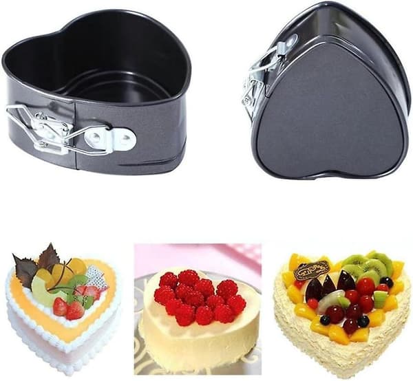 Hjerteformet Springform Pan. Mini 4 Tommer Non-stick Kulstofstål Kageform