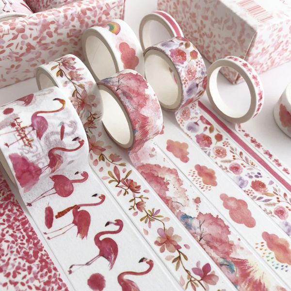 Washi-teippisetti, 8 rullaa 3 m pitkä, söpö koristeteippi scrappaukseen, Bullet Journal -lehtiin, suunnittelijoille, lahjapaperiin, DIY-koristeluun ja askartelutarvikkeisiin Style-2