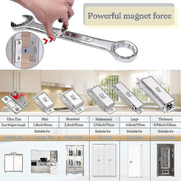 Ohut näkymätön magneettinen ovenpysäytin, laatikon magneettilukko 1 sarja - hopea