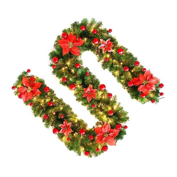 Plast 2,7 m julerotting bærbar Xmas Tree Hanging Garland