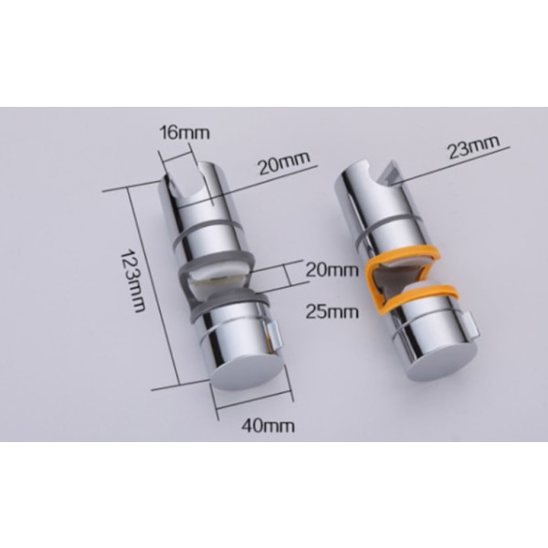 Udskiftelig håndholdt brusehovedholder, diameter 20-25mm justerbar, krom ABS