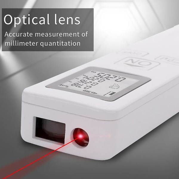 35m lasermätning LCD digital laseravståndsmätare Fickstorlek Mini avståndsmätare Avstånd/ Area/ Volym/ Pythagoras mätverktygsenhet Ändra datum