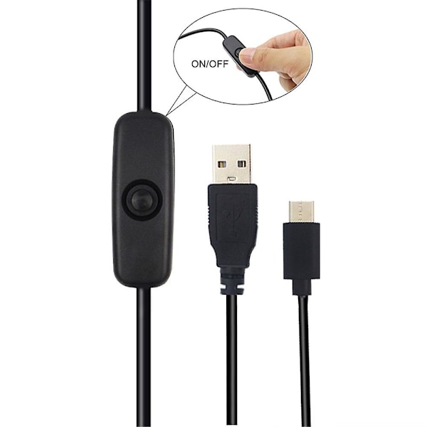 Strømadapterkabel 5v 3a Usb til Type-c Strømkabel med tænd/sluk