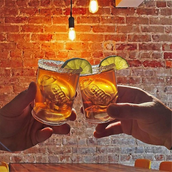 4 stk. fodbold reversible shotglas med 3D relief fodboldform indeni