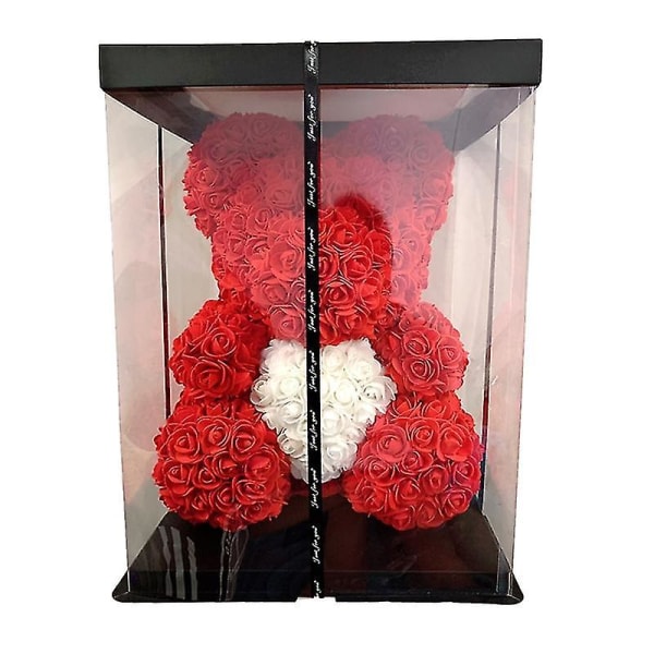 Timubike 2022 Dropshipping 40cm Rose Bear Heart Konstgjord Blomster Rose Nalle För Kvinnor Alla hjärtans bröllop Födelsedag Julklapp Wine red 40CM