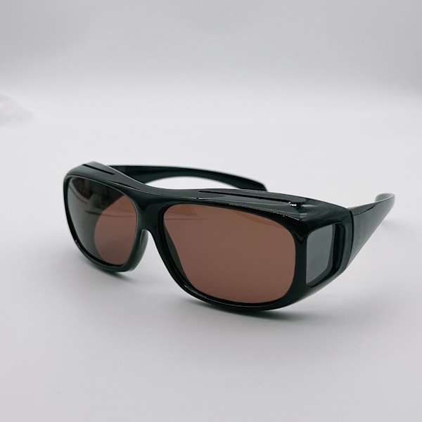 Polariserade solglasögon över glasögon runda solglasögon över Uv400 black frame tea