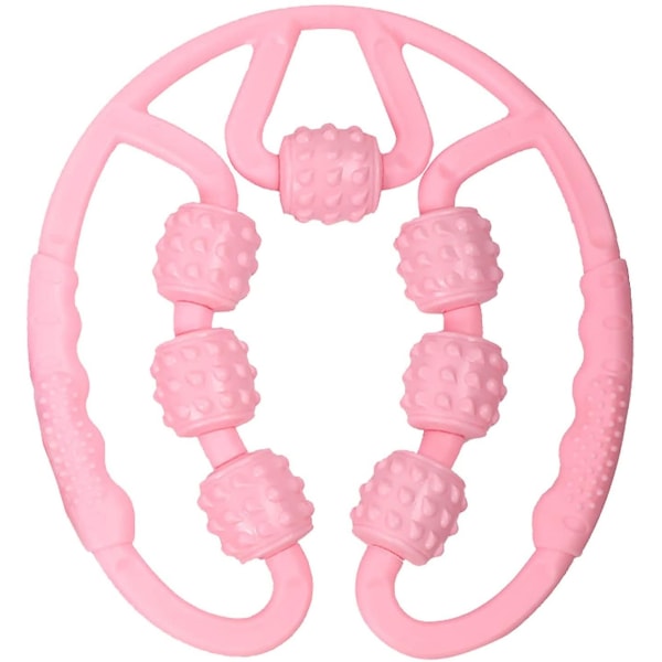 Lihashierontarulla, 360 3D-vaahtohierontarulla, 7-pyöräinen lihasten hierontalaite, selluliittihieronta lihaskipujen lievitykseen (vaaleanpunainen)