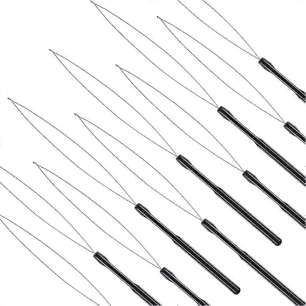 10 stk. Hårextensions Loop Trådtråd Værktøj og Perle Værktøj Sort Loop Trådtråd til Hårextensions o