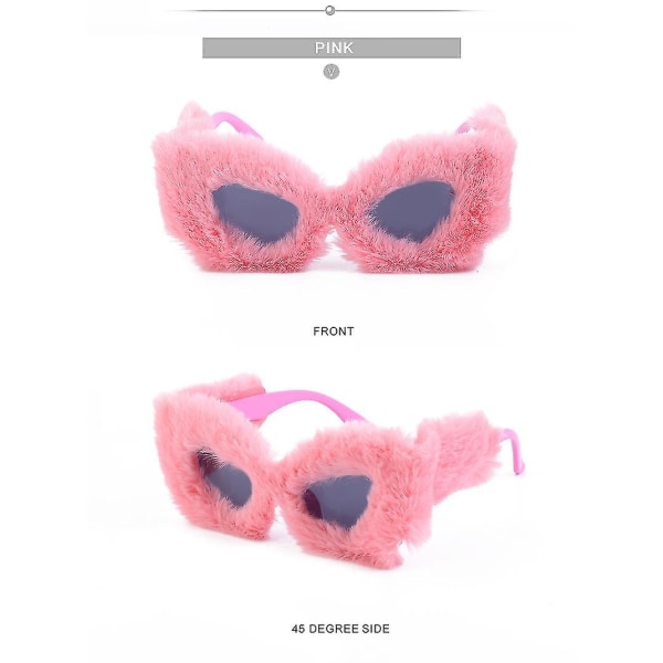 Pinknightclub Solbriller Dame Plysj Fuzzy Cat Eye Solbriller Punk Soft Velvet Shades Dame Håndlagde Party Maskerade Eyewear