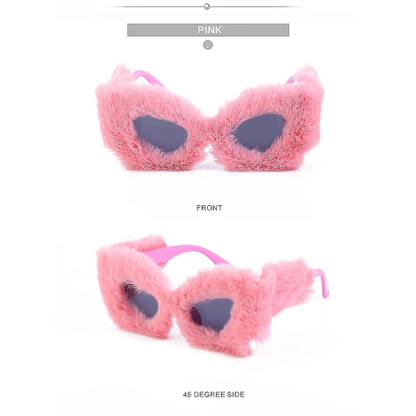 Pinknightclub Solglasögon Kvinnor Plysch Fuzzy Cat Eye Solglasögon Punk Mjuk Sammet Nyanser Damer Handgjorda Fest Maskerad Glasögon