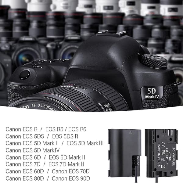 Usb till Dr E6 Lp E6 Ack-e6 Dc-koppling Dummy-batteri Kamera Strömförsörjning för Eos 5d Mark
