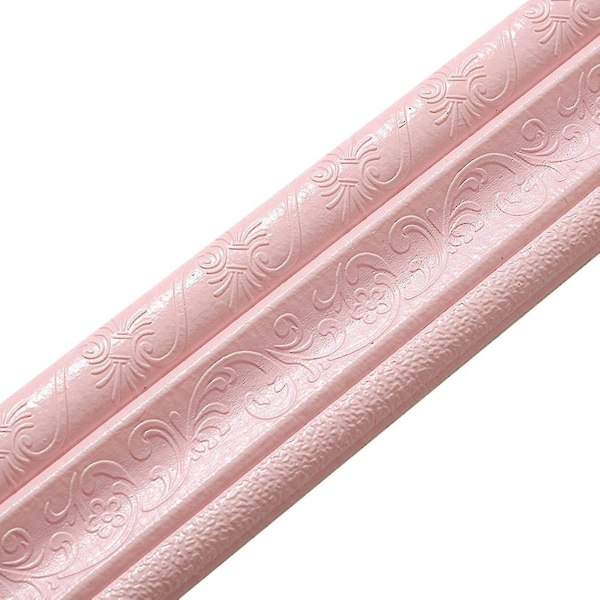 Selvklebende fleksibel skumstøping Trim 3d klebrig dekorativ veggkant Vegglinjer Veggpapir R06 Pink 2.3m