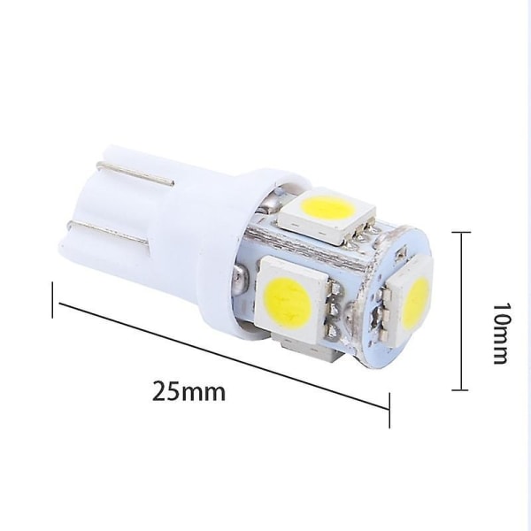 T10 W5w Led 5 5050smd 6000k Siruilla 12v Dc 10 Pakkaus Valkoinen