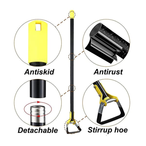 Stirrup Hoe Haveværktøj Scuffle Loop Hoe Til Effektiv Ukrudtsbekæmpelse Justerbart Langt Skaft Sort